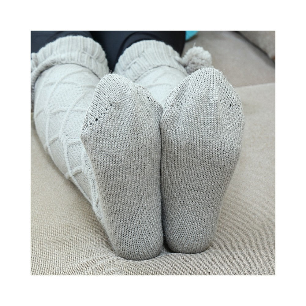 Solid Color Knee Over Stockings Knitted Socks