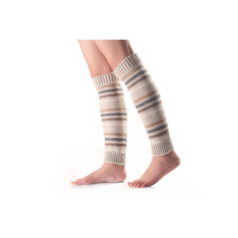 Color Block Striped Mid-Length Knitted Leg Warmers