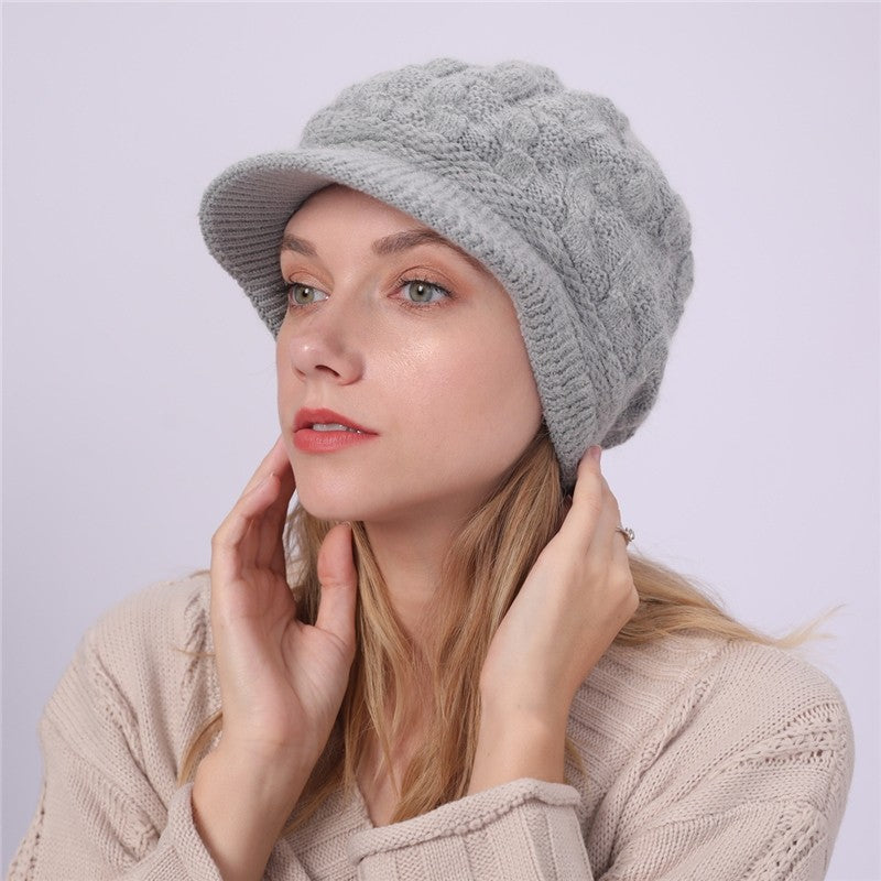 Solid Color Cable Knitted Cap