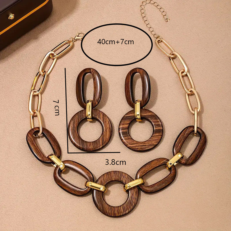 Simple Matte Retro Original Temperament Advanced Atmosphere Simple Versatile Earring Necklace Set