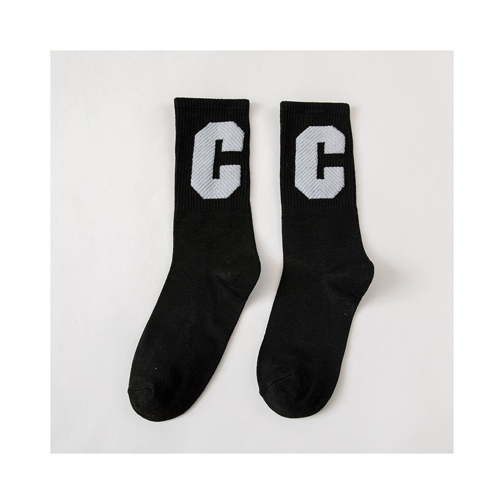 Solid Color Capital Letter C Casual Socks