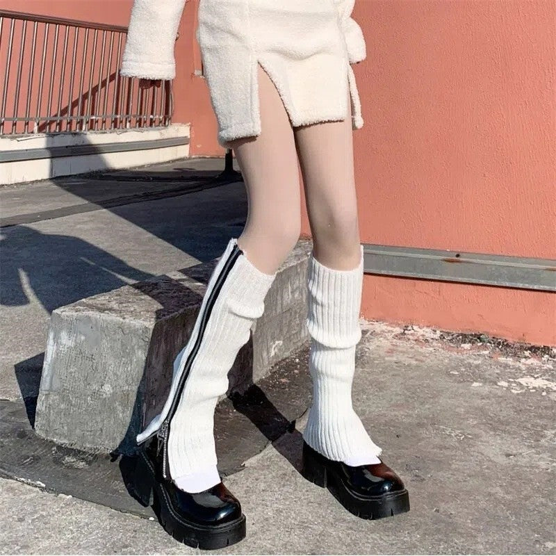 Versatile Warm Knitted Zipper Stack Boots Cover