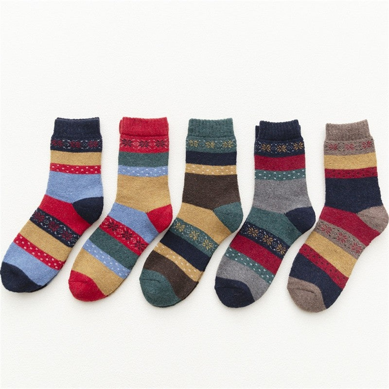 Thick Breathable Print Absorb Sweat Sock(A Set Of Five Pairs)