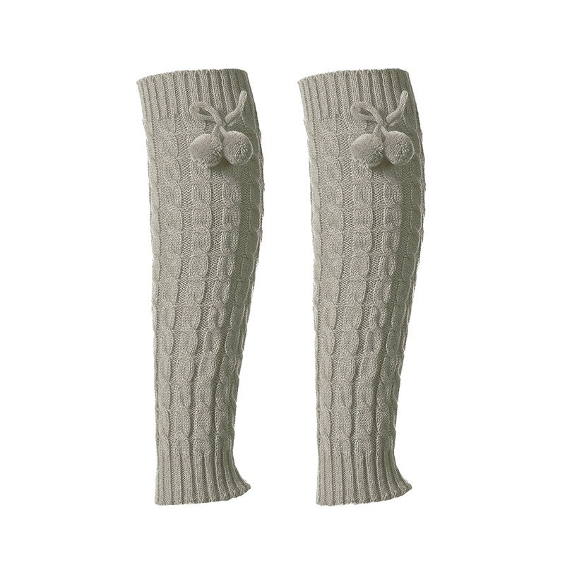 Knitted Eight-Character Braided Pompom Pileup Sock Cover