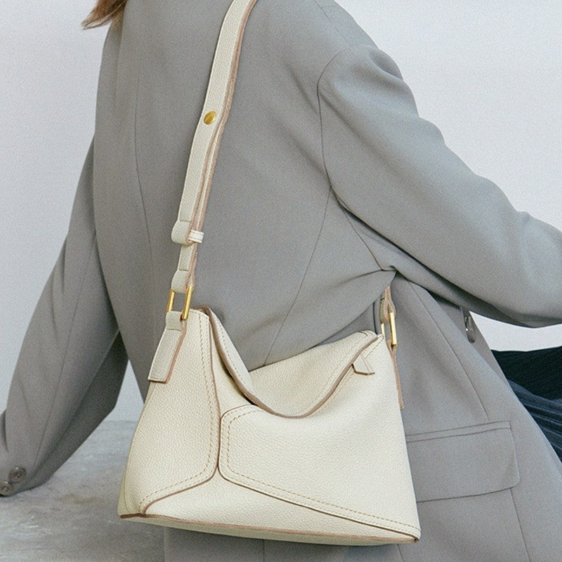 Genuine Leather Geometric Shoulder Bag