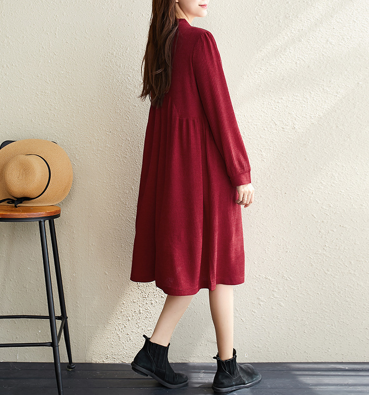Elegant Women Long Sleeves Round Neck Fall Dresses-Fall Dresses-Free Shipping at meselling99