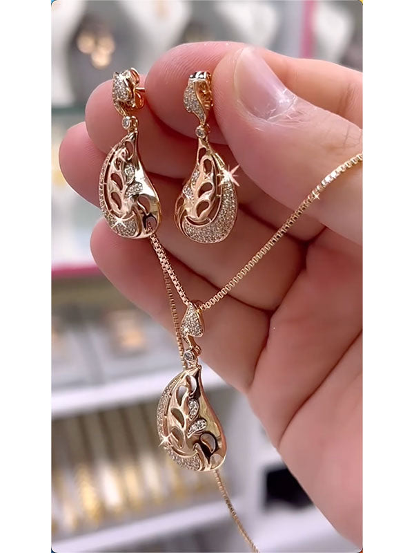 Heart Shape Drop Earrings + Necklaces Accessories