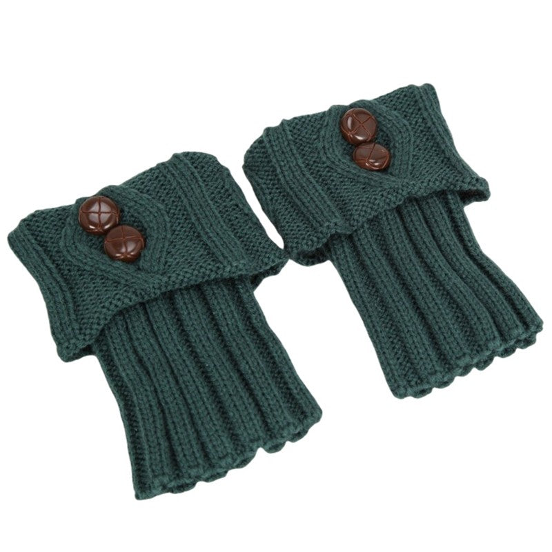 Knitted Short Diamond Flap Buttoned Sock Covers