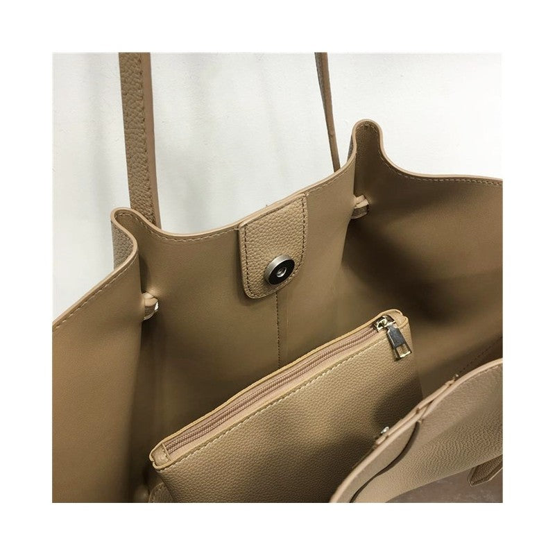 Vintage Litchi Grain Large Capacity Winged Bag