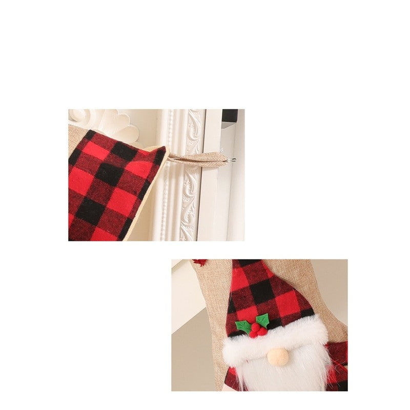 Linen 3D Cartoon Sock Gift Bag Christmas Decoration
