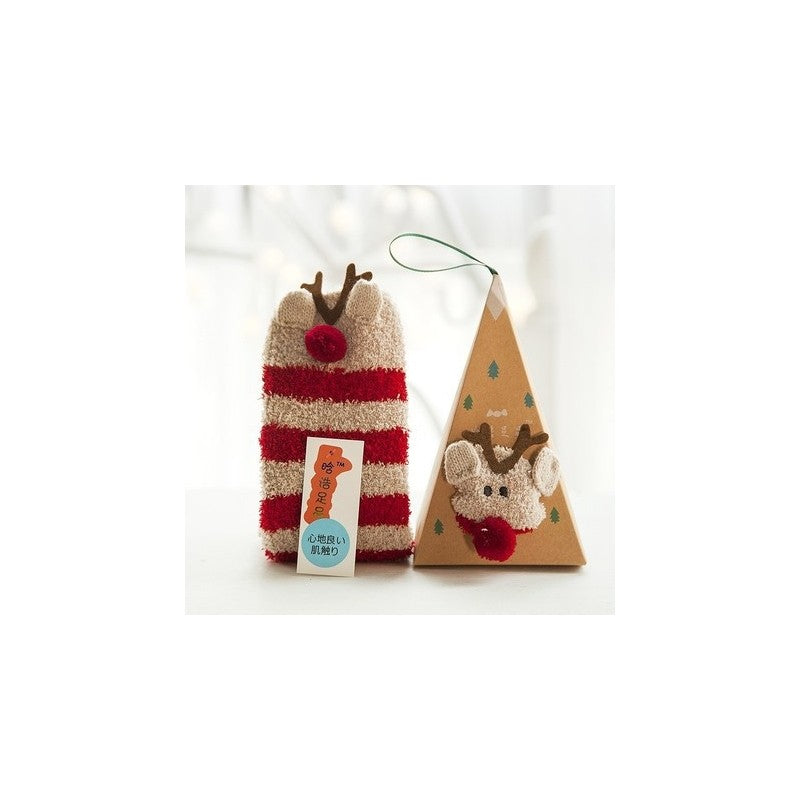 Deer Doll Elderly Bow-Tie Monkey Striped Dog Mid-Calf Socks