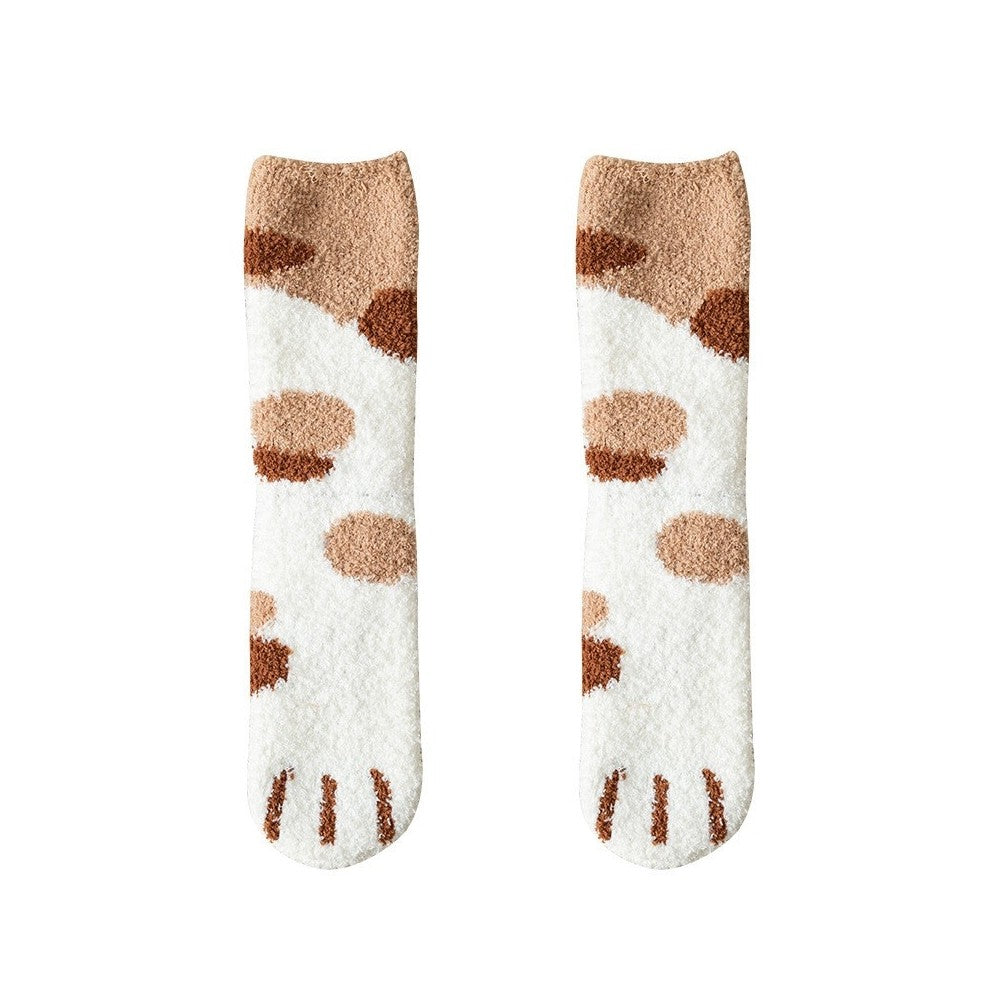 Cute Cat Paw Coral Fleece Warm Socks