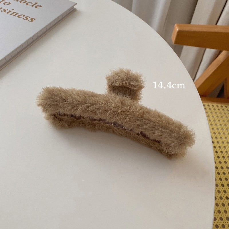 Large Solid Furry Hair Claw Clip