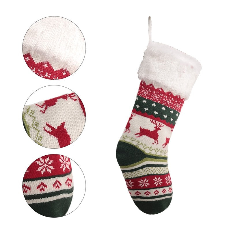 Colorful Knitted Sock Candy Gift Bag Christmas Decoration