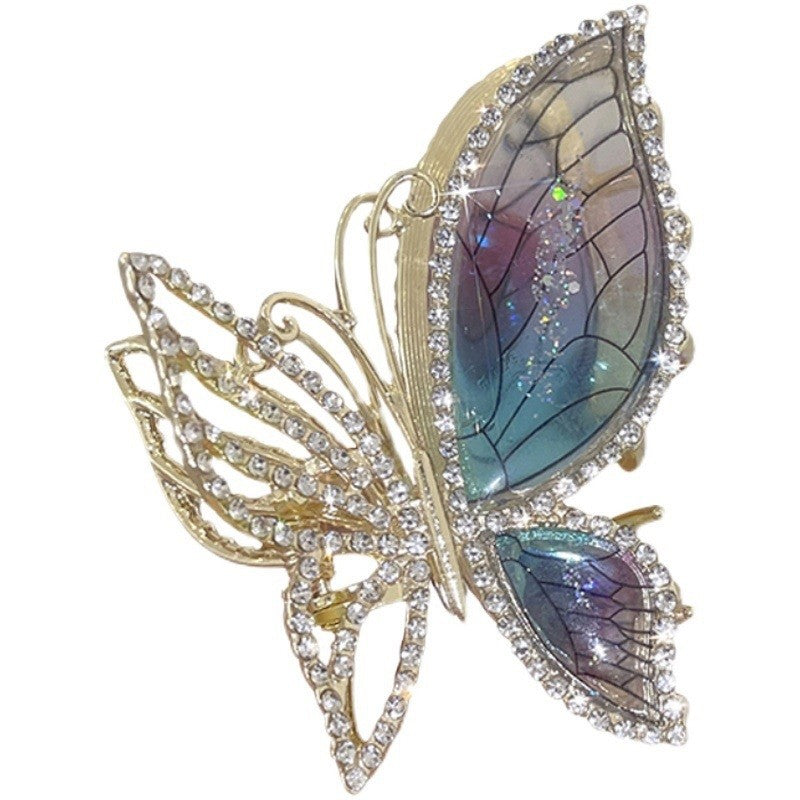 Rhinestone Gradient Butterfly Hair Claw Clip
