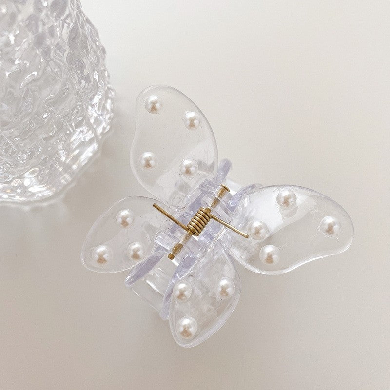 Pearl Rhinestone Butterfly Hair Claw Clip