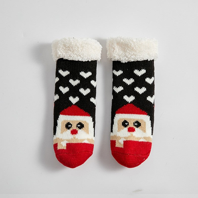 Kids Cute Cartoon Fleece Lining Thick Warm Indoor Socks