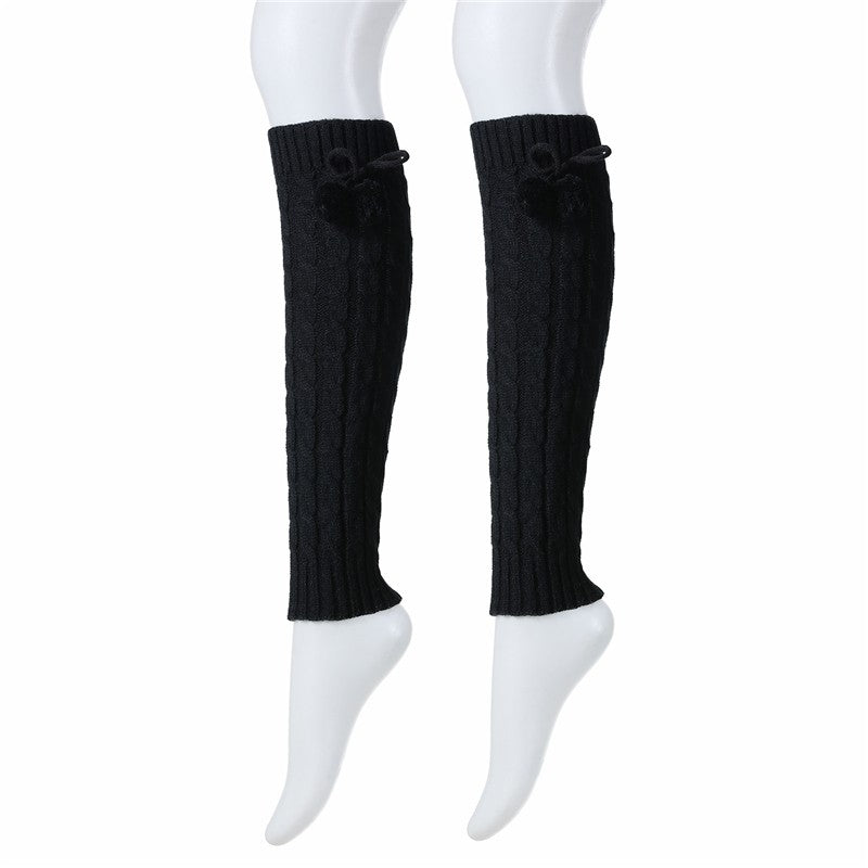 Knitted Eight-Character Braided Pompom Pileup Sock Cover