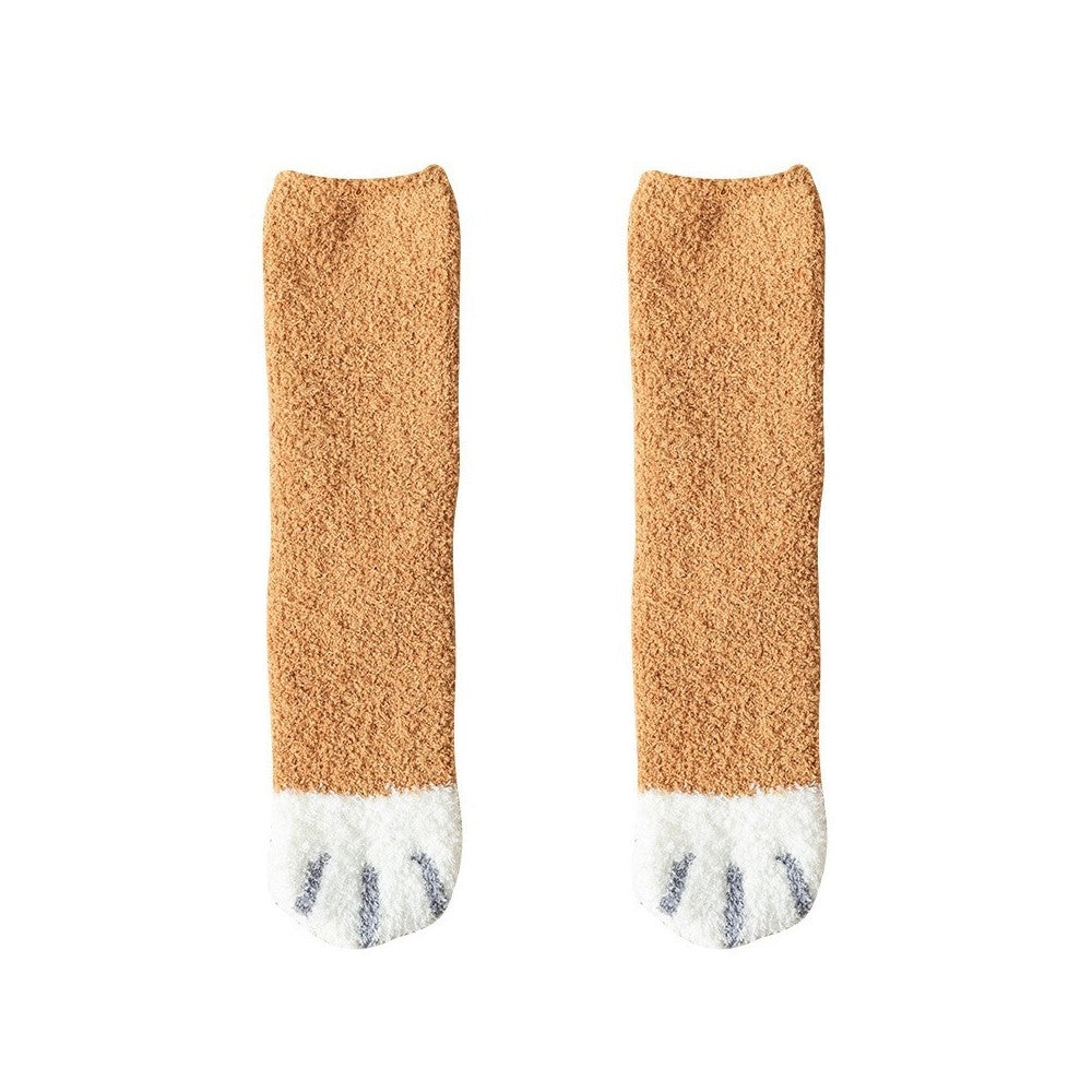 Cute Cat Paw Coral Fleece Warm Socks