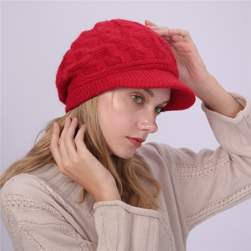 Solid Color Cable Knitted Cap