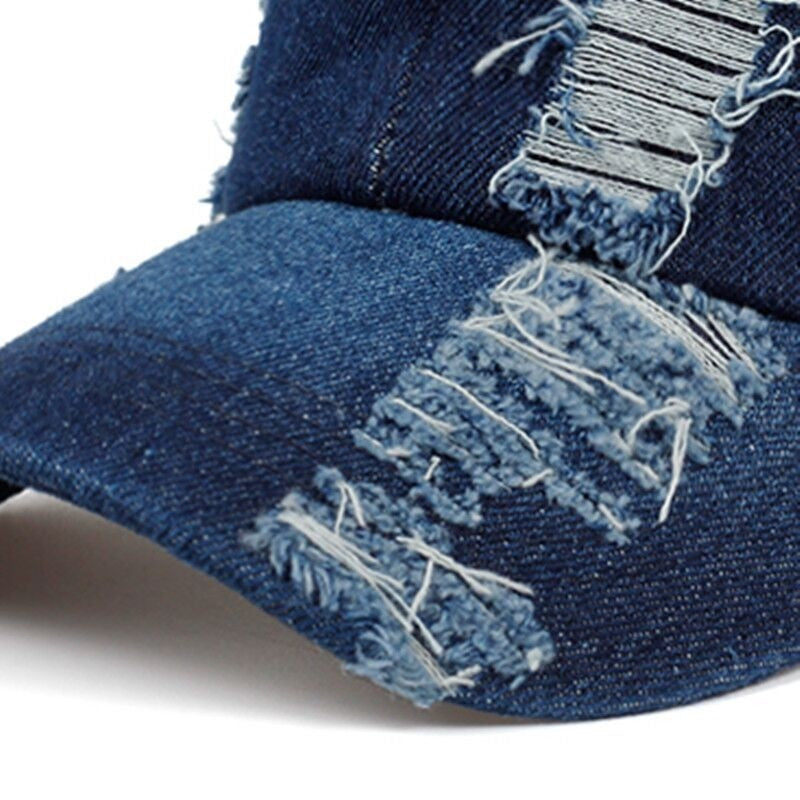 Denim Ripped Vintage Hats