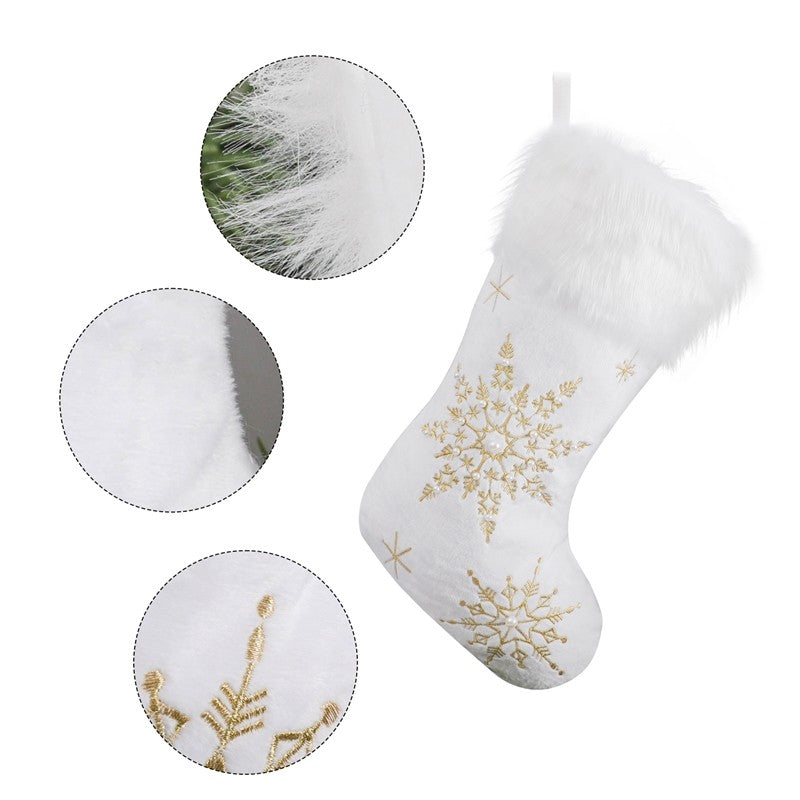 Creative Plush Snowflake Sock Gift Bag Christmas Decoration