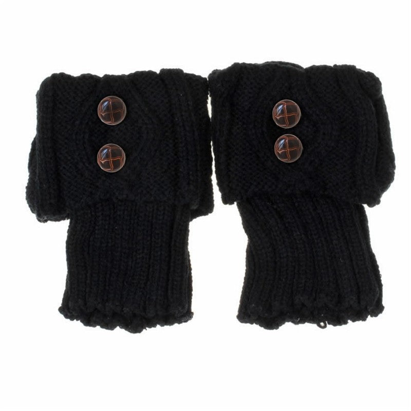 Knitted Short Diamond Flap Buttoned Sock Covers