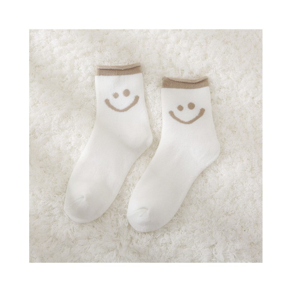 Cute Smile Face Thickened Curl Edge Warm Socks