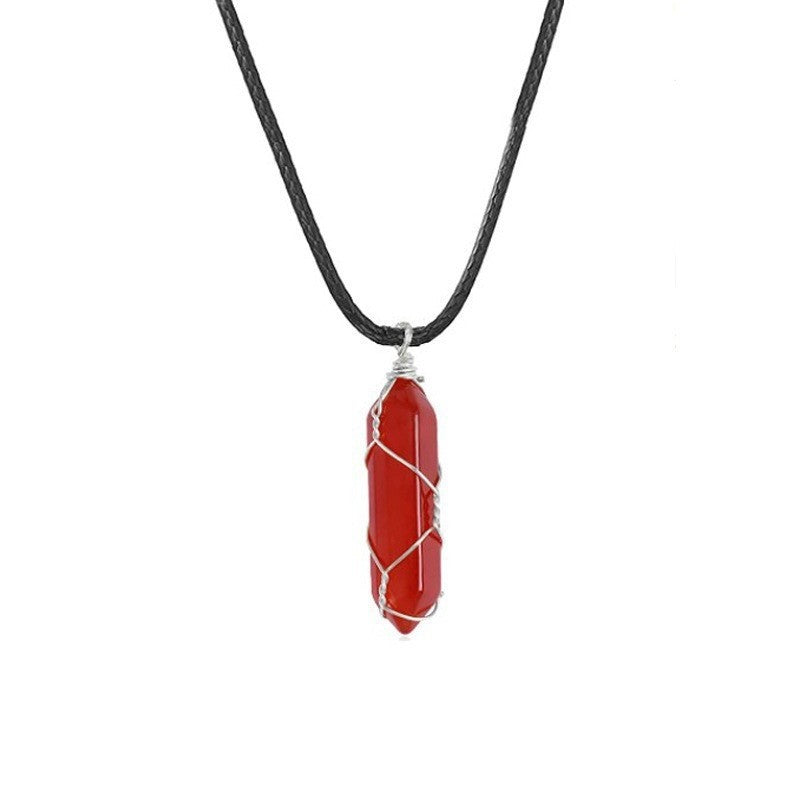 Copper Wire Hexagonal Prism Pendant Necklace