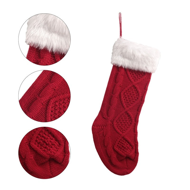 Knitted Wool Sock Gift Bag Christmas Decoration