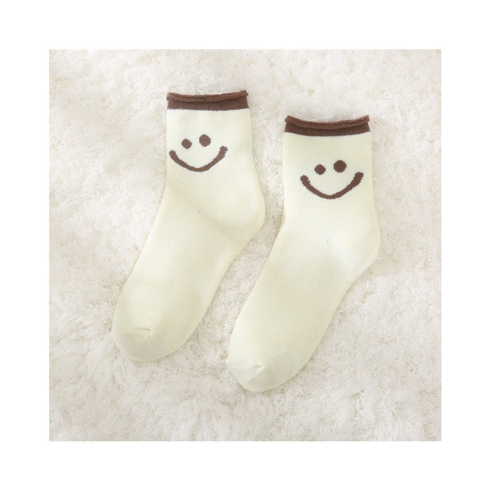 Cute Smile Face Thickened Curl Edge Warm Socks