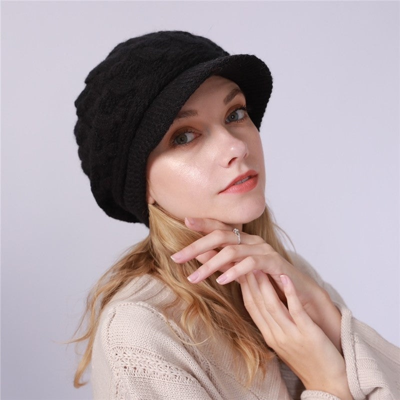 Solid Color Cable Knitted Cap