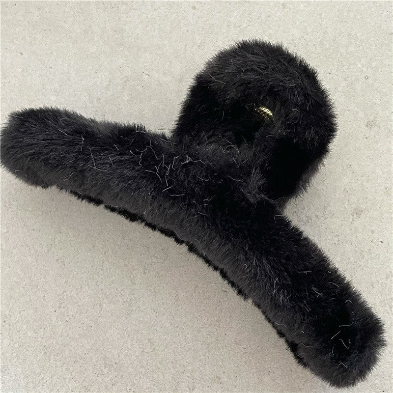 Solid Color Furry Hair Claw Clip