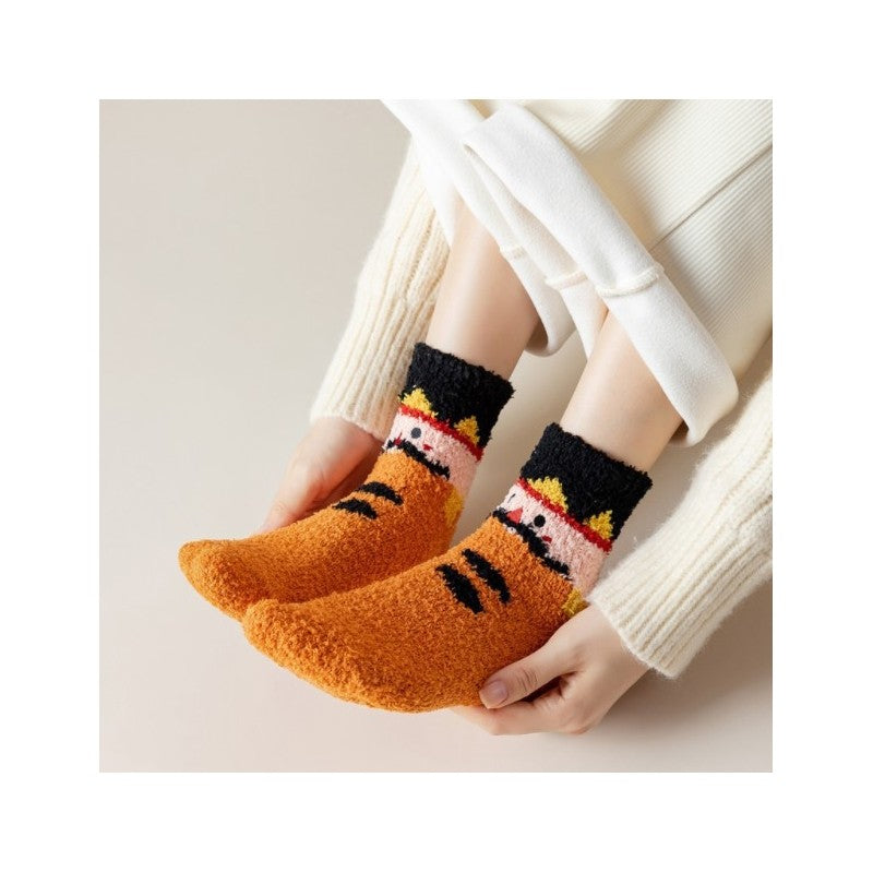 Christmas Cartoon Coral Fleece Terry Socks