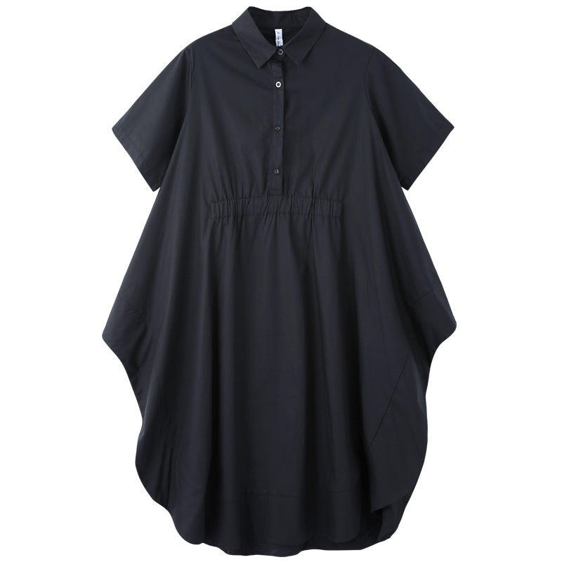 Women White/Black Short Sleeves Shirt Dresses with Button-Maxi Dresses-White-Free Size-Free Shipping at meselling99