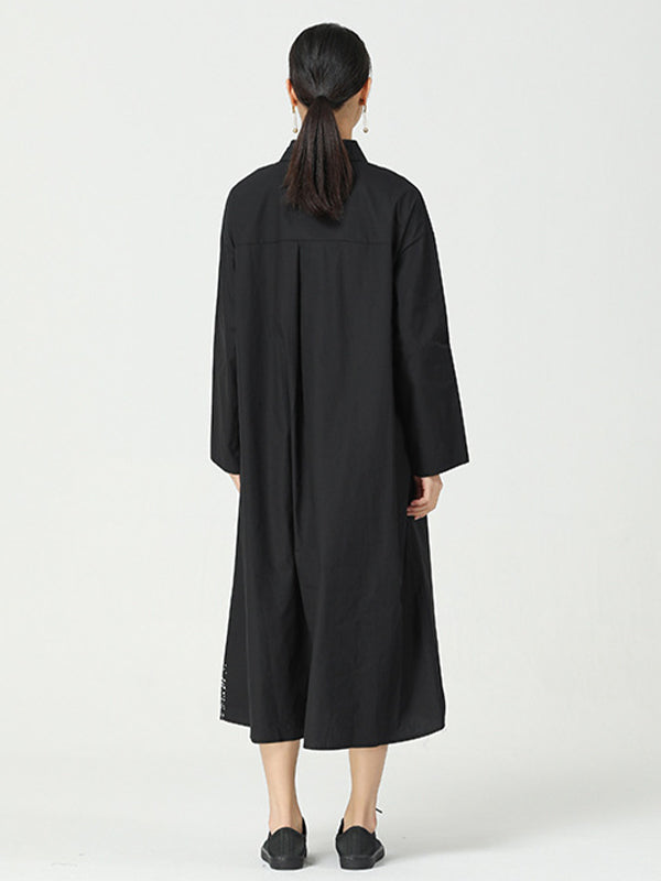 Women Printed Long Sleeve Irregular Dress-Maxi Dresses-Free Shipping at meselling99