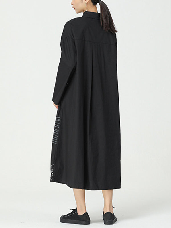 Women Printed Long Sleeve Irregular Dress-Maxi Dresses-Free Shipping at meselling99