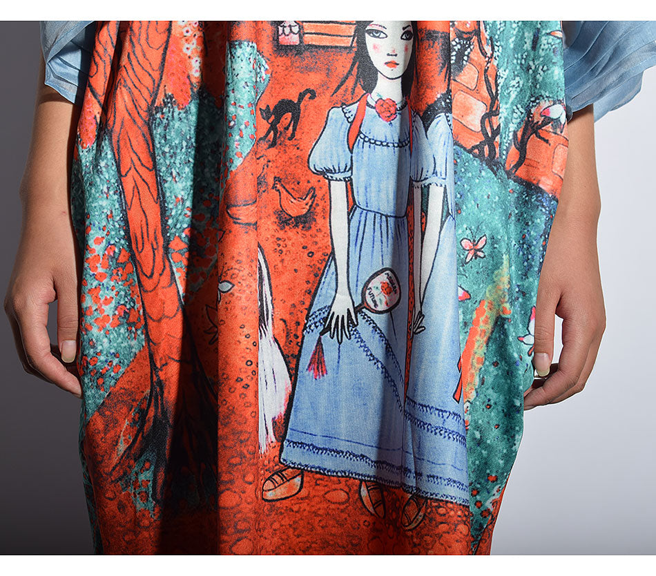 Female Full SleeveHalf Sleeve Ruffles Cartoon Above Knee Dress-Maxi Dresses-The same as picture-Free Size-Free Shipping at meselling99