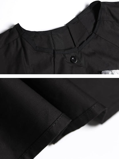 Black Oversize Asymmetric Stars Dress-Maxi Dreses-Free Size-Black-Free Shipping at meselling99