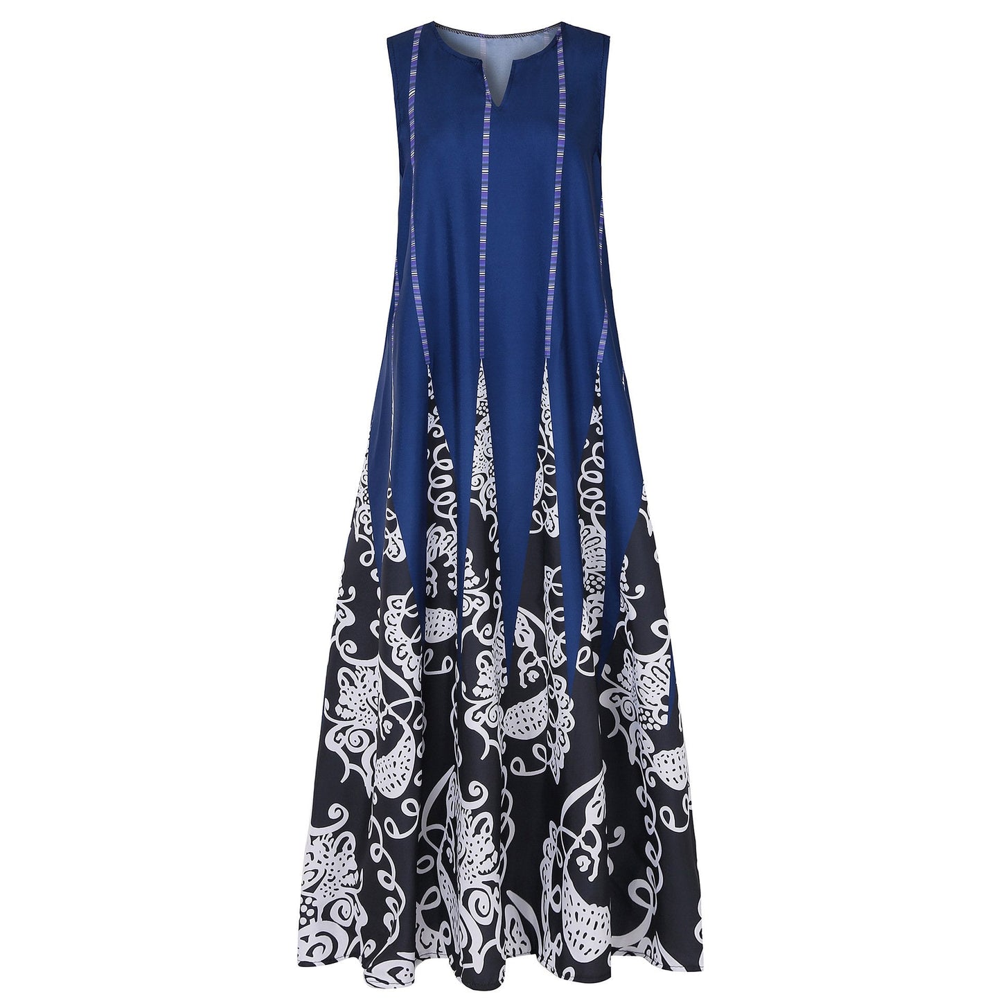 Vintage V Neck Sleeveless Pocket Dresses-STYLEGOING