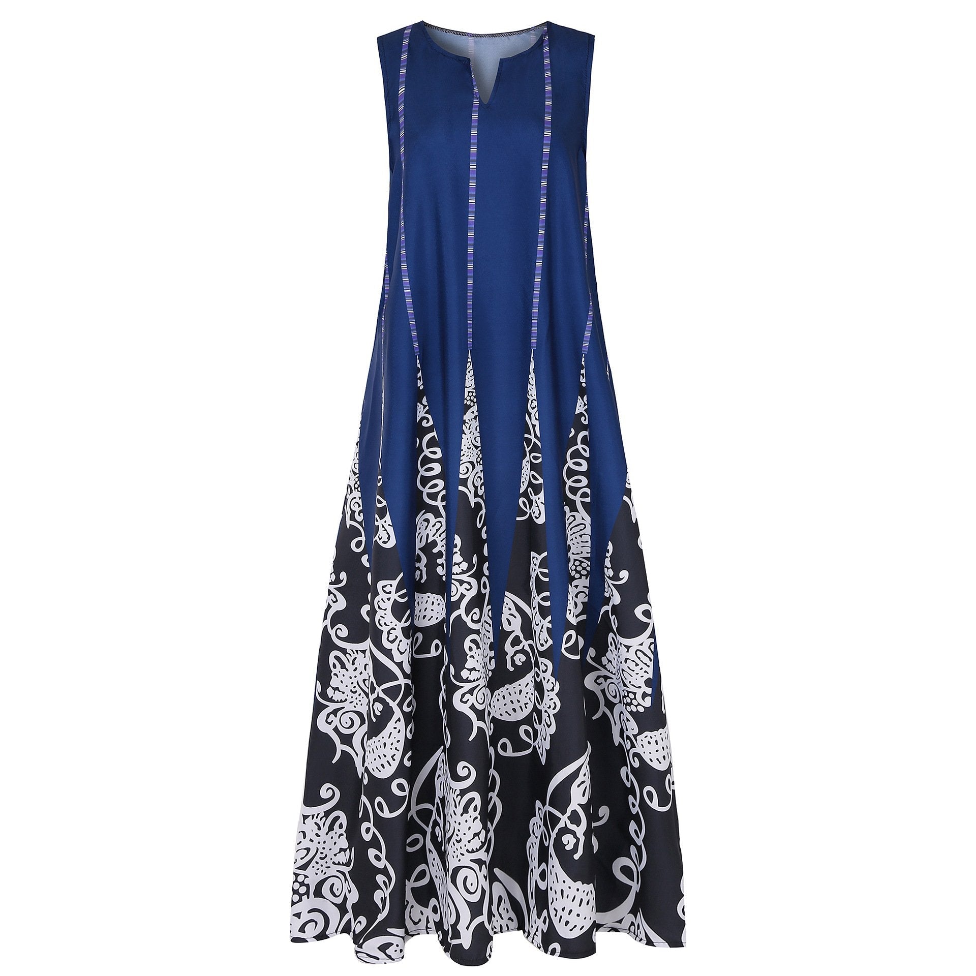 Vintage V Neck Sleeveless Pocket Dresses-STYLEGOING