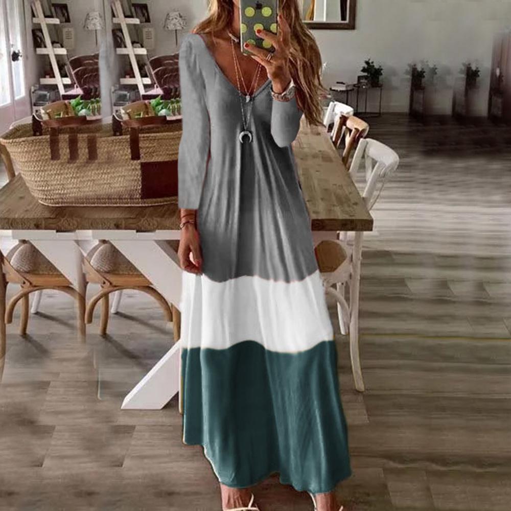 Long Sleeves Plus Sizes Leisure Long Dresses-STYLEGOING