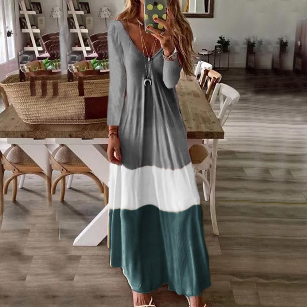 Long Sleeves Plus Sizes Leisure Long Dresses-STYLEGOING