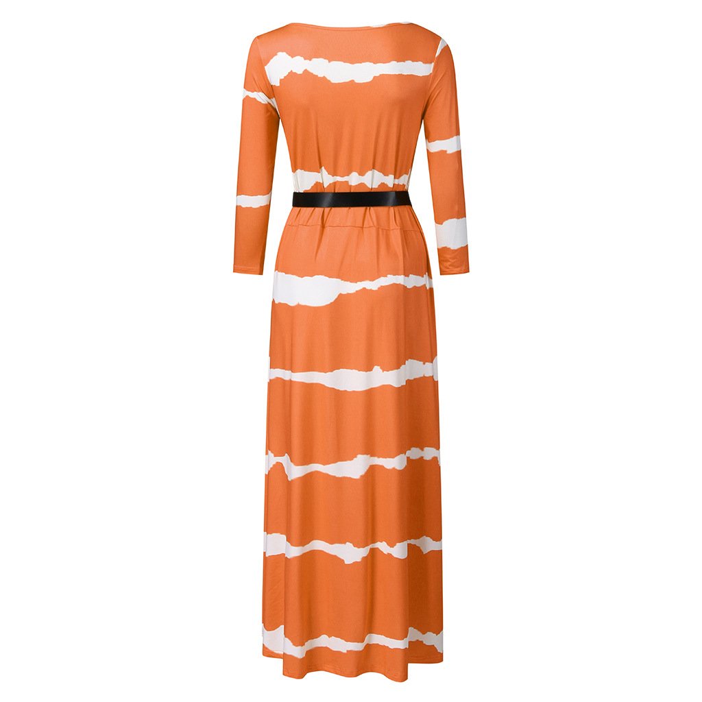 Long Sleeves V Neck Long Dresses-STYLEGOING