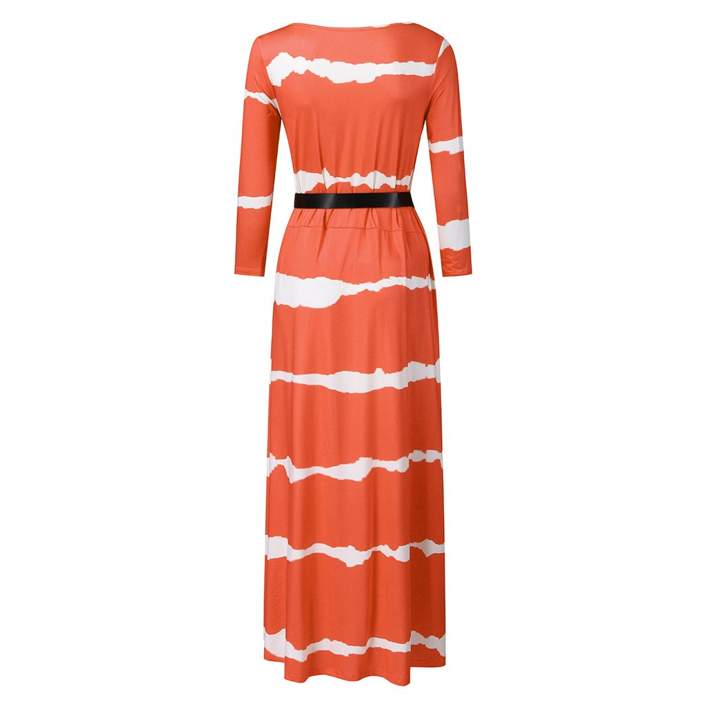 Long Sleeves V Neck Long Dresses-STYLEGOING