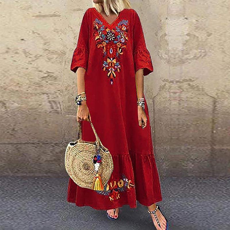 Plus Sizes Short Sleeves Maxi Dresses-STYLEGOING