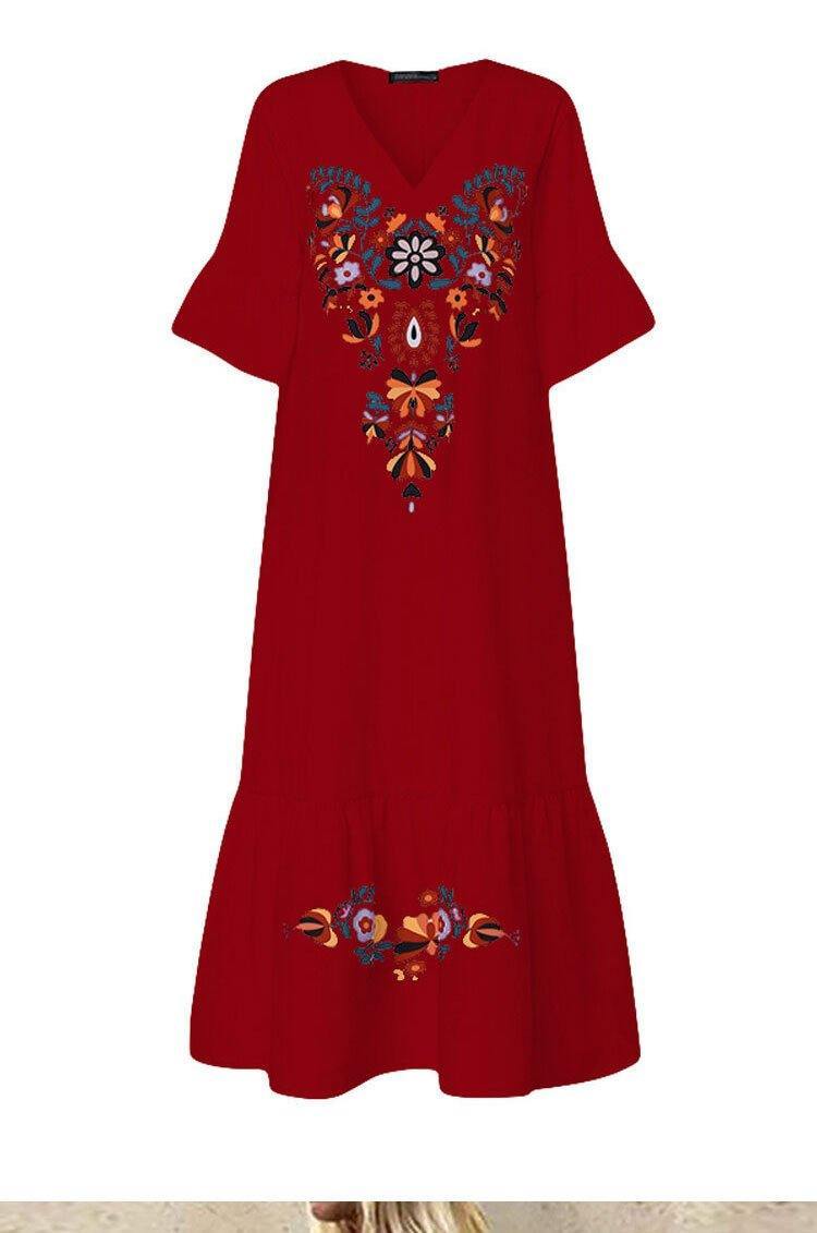 Plus Sizes Short Sleeves Maxi Dresses-STYLEGOING