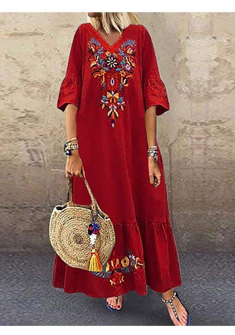 Plus Sizes Short Sleeves Maxi Dresses-STYLEGOING