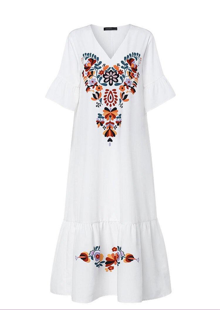Plus Sizes Short Sleeves Maxi Dresses-STYLEGOING
