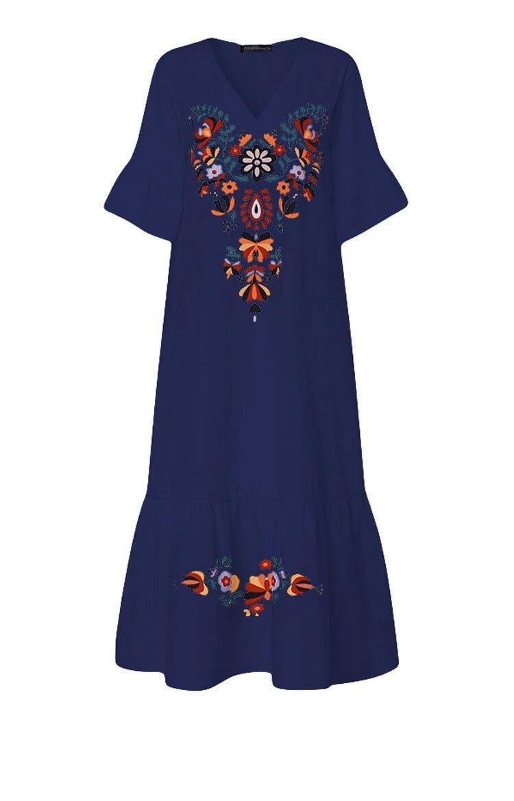 Plus Sizes Short Sleeves Maxi Dresses-STYLEGOING